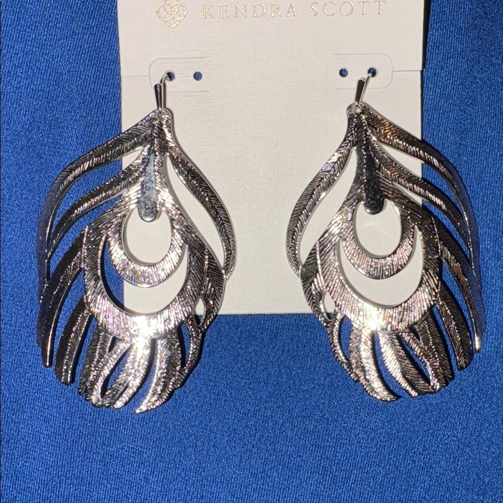 Kendra Scott Silver Feather Earrings
